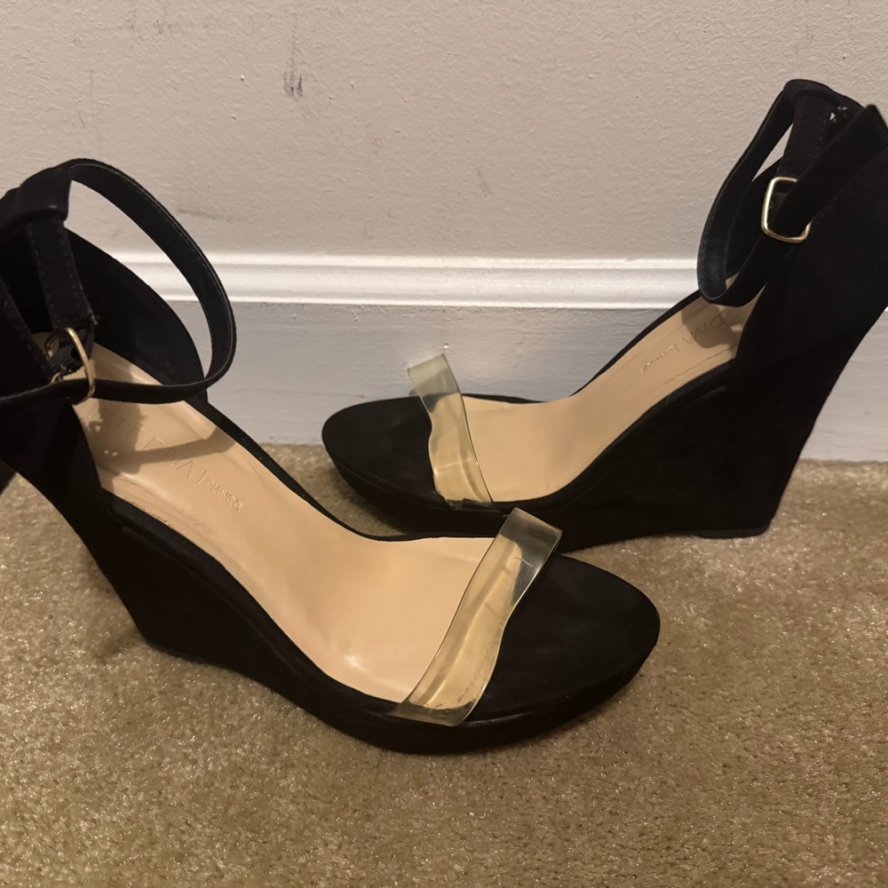 Elegant Black Wedge Sandals